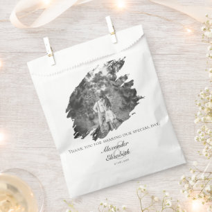 Moderne Brushstroke Foto Wedding   Weiß Geschenktütchen