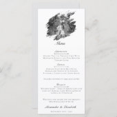 Moderne Brushstroke Foto Wedding | Weiß Menükarte (Vorne/Hinten)