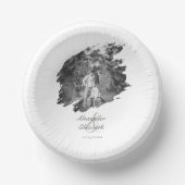 Moderne Brushstroke Foto Wedding | Weiß Pappteller (Vorderseite)