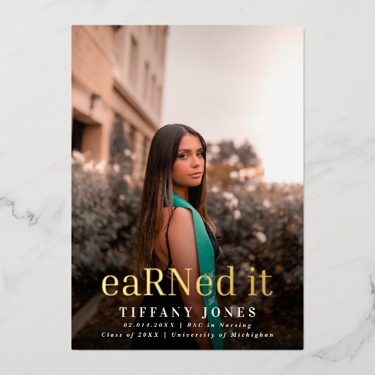 Moderne BSC RN Fotos Krankenpflege Abschluss Folieneinladung (Vorderseite)