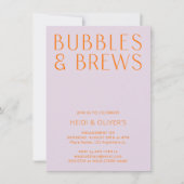 Moderne Bubbles & Brews Lila & orange Verlobung Einladung (Vorderseite)