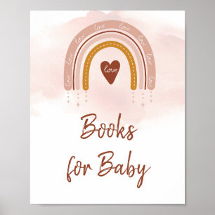Moderne Bücher mit rosafarbenem Regenbogen für Bab Poster