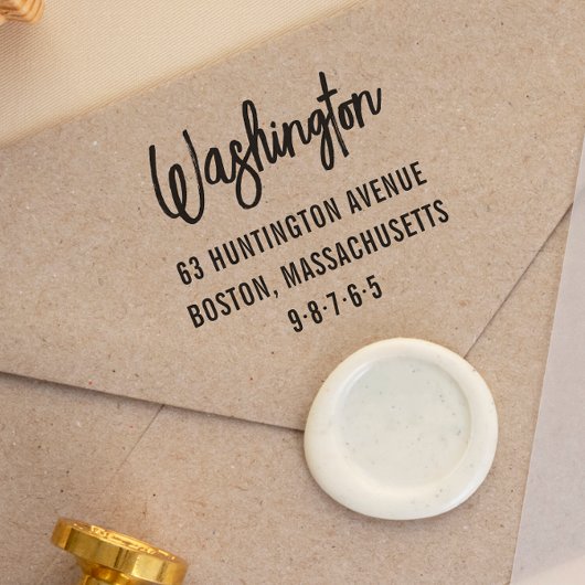 Moderne Buchstaben Familienname und Rücksendeadres Permastempel