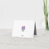 Moderne Buchstaben Rosa und Blau Dankeskarte (Rückseite)