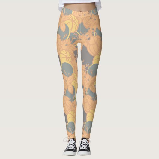 Moderne Bud & Blume kühne Muster Athletik Leggings (Vorderseite)