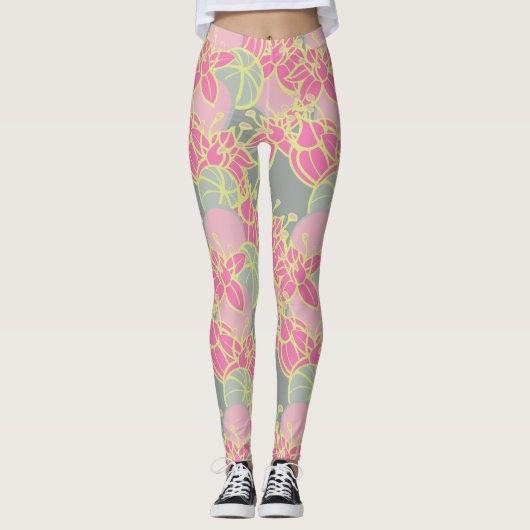 Moderne Bud & Blume kühne Muster Athletik Leggings (Vorderseite)