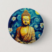 Moderne Buddha-Malerei bunt Button (Vorderseite)