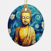 Moderne Buddha-Malerei bunt Keramik Ornament (Links)