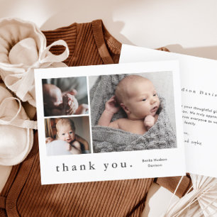 Moderne Budget-Fotocollage-Baby-Dankeskarten