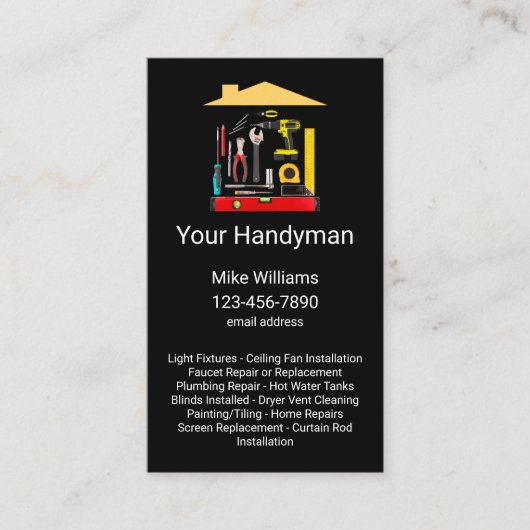 Moderne Budget Handyman Business Cards Visitenkarte (Vorderseite)