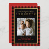 Moderne Buffalo Kariert Foto Weihnachtskarte Feiertagskarte (Vorne/Hinten)