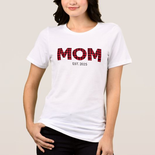 Moderne Buffalo-Karierte Mama Tri-Blend Shirt (Vorderseite)