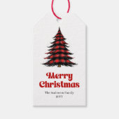 Moderne Büffel-Baum-Geschenkanhänger in rot-grünem Geschenkanhänger (Vorderseite)