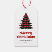 Moderne Büffel-Baum-Geschenkanhänger in rot-grünem Geschenkanhänger (Rückseite)