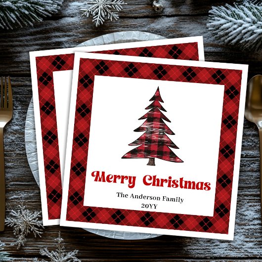 Moderne Büffel-Baum-Tischdecken personalisiert zum Serviette
