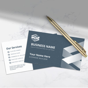 Moderne Builder Navy Gray Business Card Visitenkarte