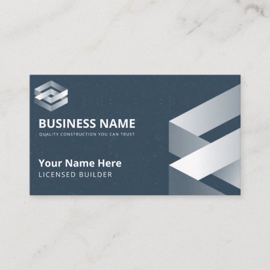 Moderne Builder Navy Gray Business Card Visitenkarte (Vorderseite)