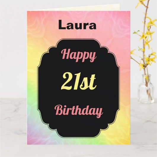 Moderne bunt 21. Geburtstag Karte (Gelbe Blume)