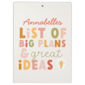 Moderne bunt kühn gestaltete Typografien und Ideen Klemmbrett (Rückseite)