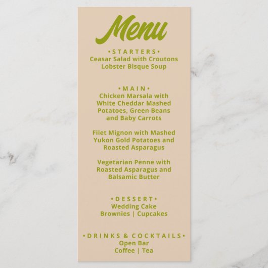 Moderne bunt kühne Funky Fun Einzigartige Hochzeit Menükarte (Vorderseite)