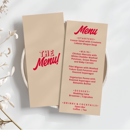 Moderne bunt kühne Funky Retro Einzigartige Hochze Menükarte