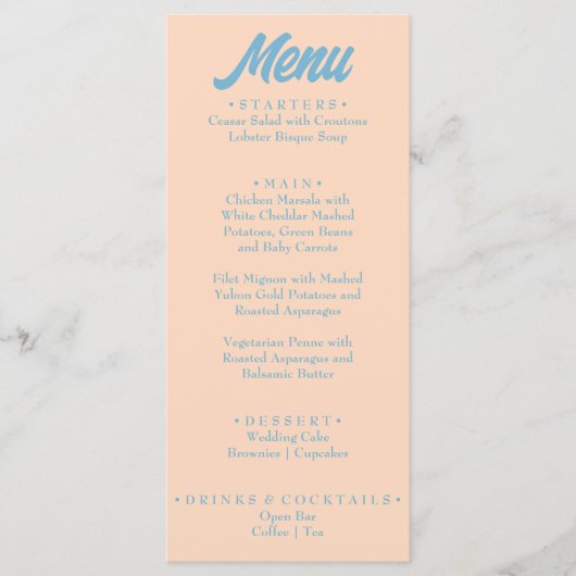 Moderne bunt kühne Minimal Retro Einzigartige Hoch Menükarte (Vorderseite)