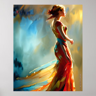 Moderne bunt modische Gold aquamarin rotes abstrak Poster
