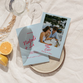 Moderne bunt whimsical Bold Retro Foto Hochzeit Save The Date