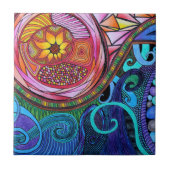 Moderne bunte abstrakte Kunst Fliese (Vorderseite)