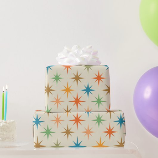 Moderne, bunte atomare Sternexplosionen des Mittel Geschenkpapier (Partygeschenke)