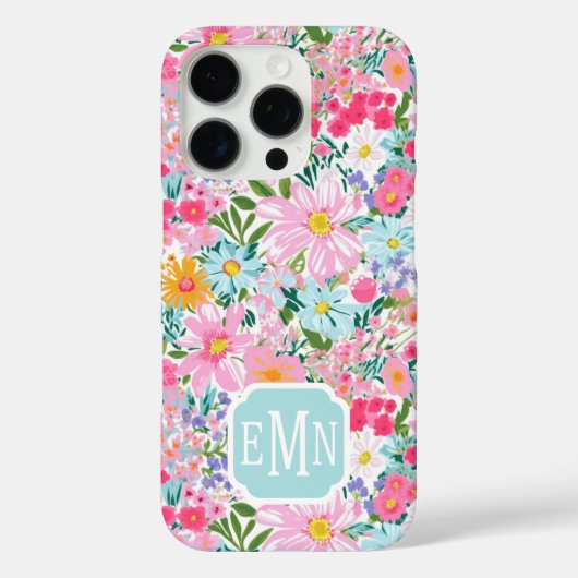 Moderne Bunte Blumen Garten Monogramm Case-Mate iPhone Hülle (Rückseite)