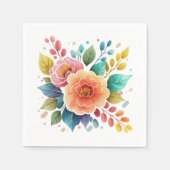 Moderne bunte Blumen Wasserfarbe Serviette (Vorderseite)