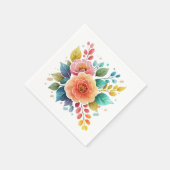 Moderne bunte Blumen Wasserfarbe Serviette (Ecke)