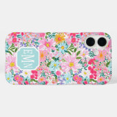 Moderne Bunte Blumengarten-Monogramm Case-Mate iPhone Hülle (Rückseite (Horizontal))