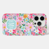 Moderne Bunte Blumengarten-Monogramm Case-Mate iPhone Hülle (Rückseite (Horizontal))