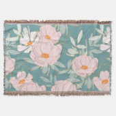Moderne bunte Blumenmuster blauer Hintergrund Decke (Vorderseite)