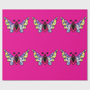 Moderne bunte Butterfly-Volks-Kunst nach Maß Geschenkpapier