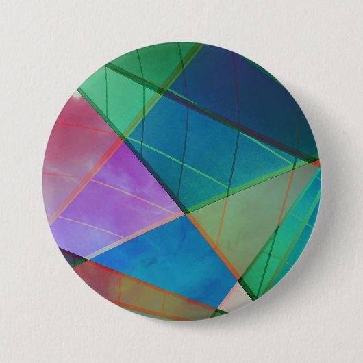 Moderne, bunte Dreiecke, trapezische Formen Kunst Button (Vorderseite)
