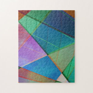 Moderne, bunte Dreiecke, trapezische Formen Kunst Puzzle