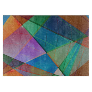 Moderne, bunte Dreiecke, trapezische Formen Kunst Schneidebrett