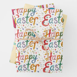 Moderne bunte Ei Muster Osterverpackungspapier Geschenkpapier Set