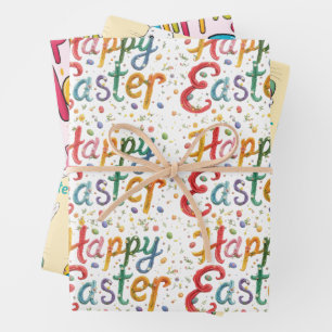 Moderne bunte Ei Muster Osterverpackungspapier Geschenkpapier Set