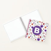 Moderne, bunte, florale, violette Monogramm Notizblock (Innenseite)