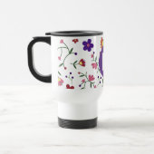Moderne, bunte, florale, violette Monogramme Reisebecher (Links)