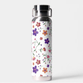 Moderne, bunte, florale, violette Monogramme Trinkflasche (Rückseite)