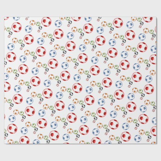 Moderne bunte Foot Balls Geschenkpapier (Flach)