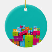 Moderne, bunte Geschenke Weihnachten Keramik Ornament (Hinten)