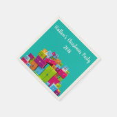 Moderne, bunte Geschenke Weihnachten Serviette (Ecke)