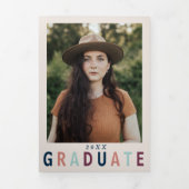 Moderne bunte Graduiertenparty Dreifach Gefaltete Einladung (Cover)