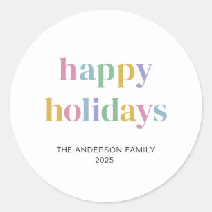 Moderne bunte Happy Holidays Trendy Runder Aufkleber
